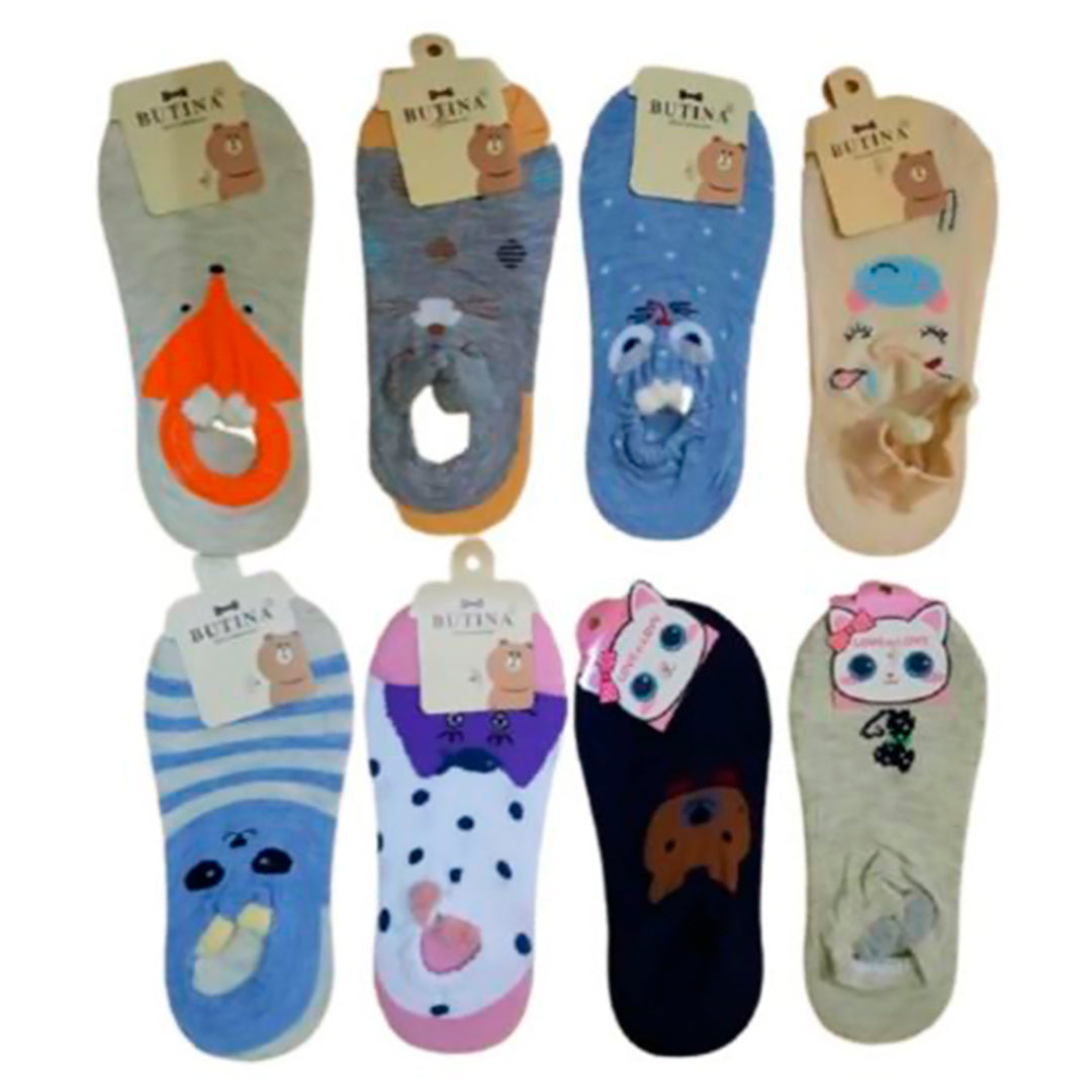 Calcetín Tin- Protector Para Dama Con Orejitas 12 Pares