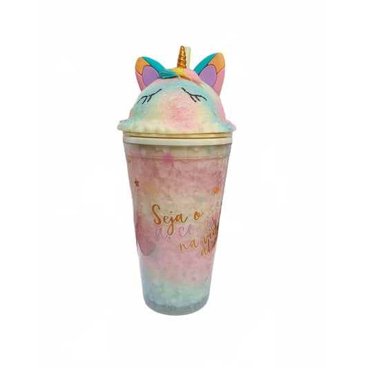 Vaso Térmico con Hidrogel Enfriador de Unicornio con Popote