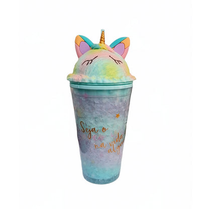 Vaso Térmico con Hidrogel Enfriador de Unicornio con Popote