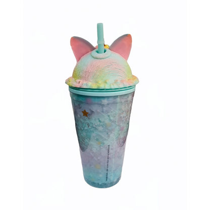 Vaso Térmico con Hidrogel Enfriador de Unicornio con Popote