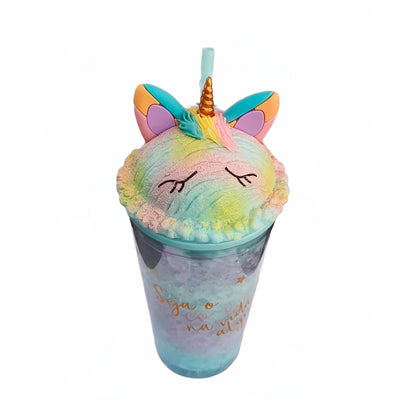 Vaso Térmico con Hidrogel Enfriador de Unicornio con Popote